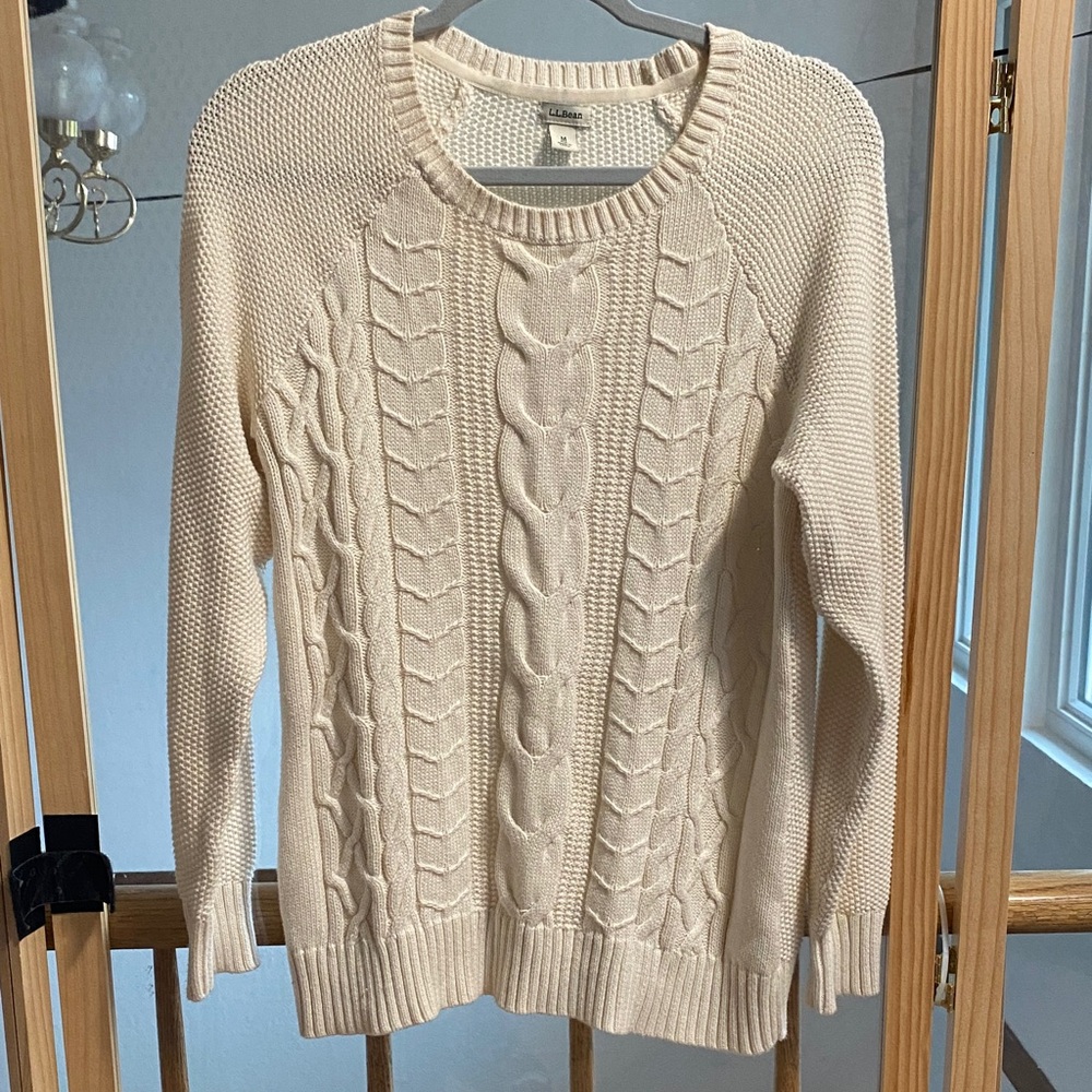 LL Bean cotton fisherman’s style crew neck sweater M